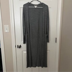 H&M Long Gray Open-Front Duster Cardigan